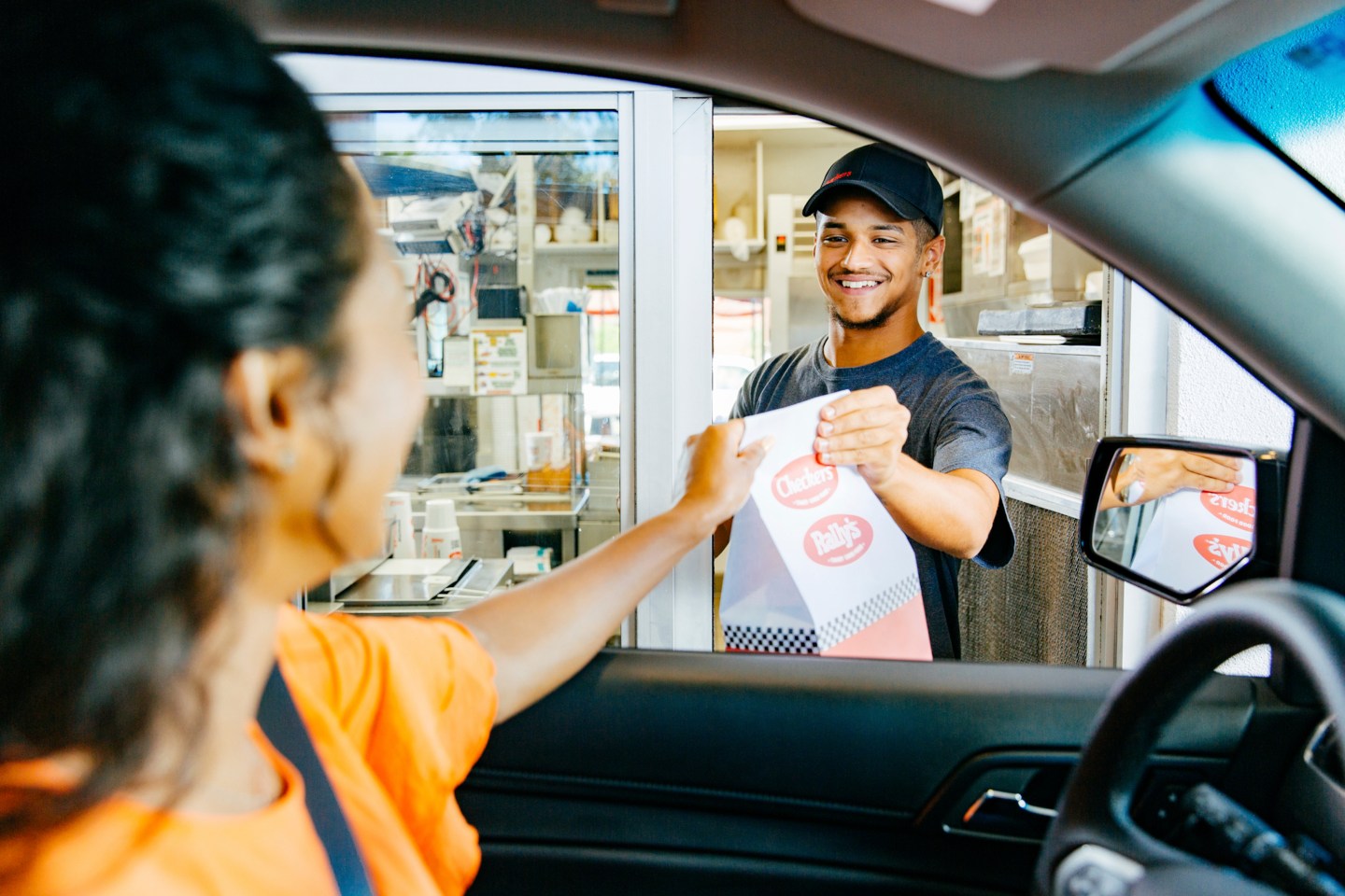 Photo of a Checkers Rally’s fast-food drive-thru window